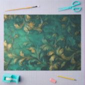 Barocke Imitate Gold Blätter verzieren tiefgrün Seidenpapier (Basteln)