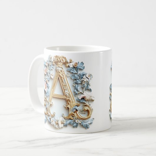 Barocke Monogramm "A"-Tasse für eine Kaffeeprinzes Kaffeetasse (Vorderseite Links)