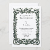 Barocke Rokoko Blumenstrasse mit zwei Herz Einladung (Vorne/Hinten)