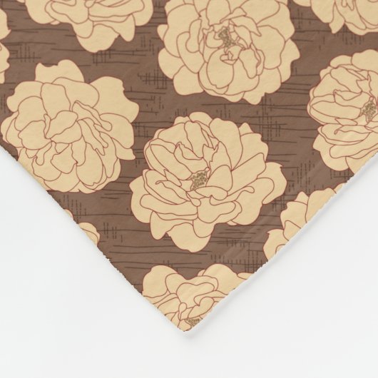 Barocke Rose auf walnussbraun - nahtloses Muster. Fleecedecke (Ecke)