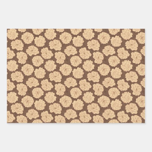 Barocke Rose auf walnussbraun - nahtloses Muster. Geschenkpapier Set (Vorderseite 3)