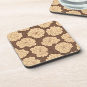 Barocke Rose auf walnussbraun - nahtloses Muster. Getränkeuntersetzer (Linke Seite)