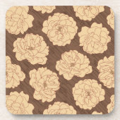 Barocke Rose auf walnussbraun - nahtloses Muster. Getränkeuntersetzer (Vorderseite)