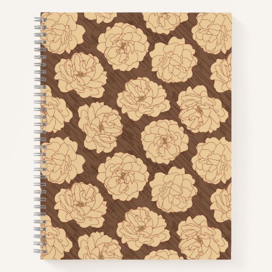 Barocke Rose auf walnussbraun - nahtloses Muster. Notizblock (Vorderseite)