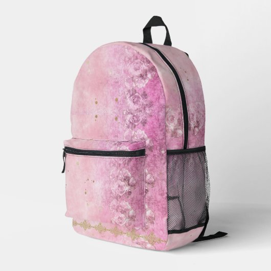 Barocke Rose Damask Grunge - Rucksack (Rückseitige Ecke Rechts)