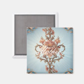 Barocke Rose Magnet (Vorderseite/Rückseite)