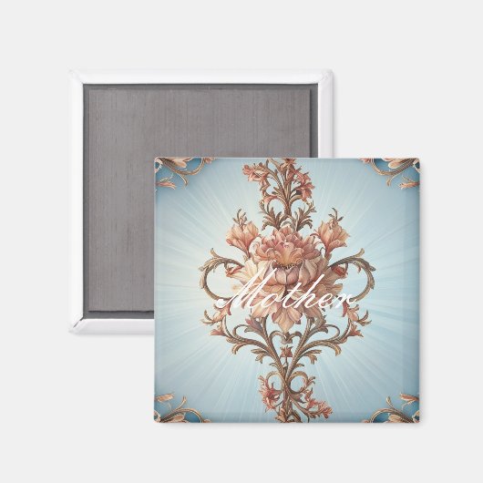 Barocke Rose Magnet (Vorderseite/Rückseite)