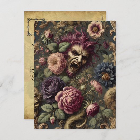 Barocke Schlachten & Blooms - Gotisches Blumendesi Feiertagspostkarte (Vorne/Hinten)