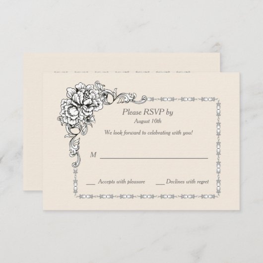 Barocke Schönheitskarten Einladung (Vorne/Hinten)