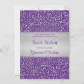 Barocke Silber Frame Quinceanera Einladung (Vorderseite)