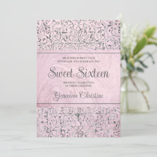 Barocke Silber Frame Quinceanera Einladung