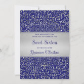 Barocke Silber Frame Quinceanera Einladung (Vorderseite)