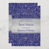 Barocke Silber Frame Quinceanera Einladung (Vorne/Hinten)