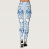 Barocke Skull Strip Muster Blau Leggings (Rückseite)