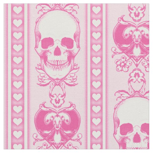 Barocke Skull Strip Muster Pink Stoff (Nahaufnahme)