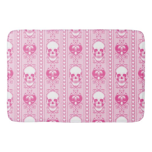 Barocke Skull Strip Muster Rosa Badematte (Vorderseite)