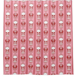 Barocke Skull Strip Muster Rosa Duschvorhang