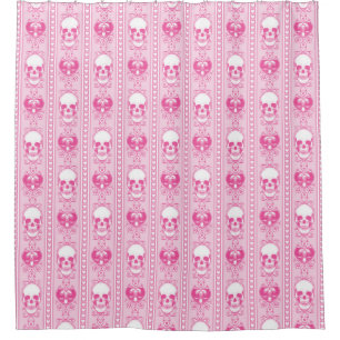 Barocke Skull Strip Muster Rosa Duschvorhang