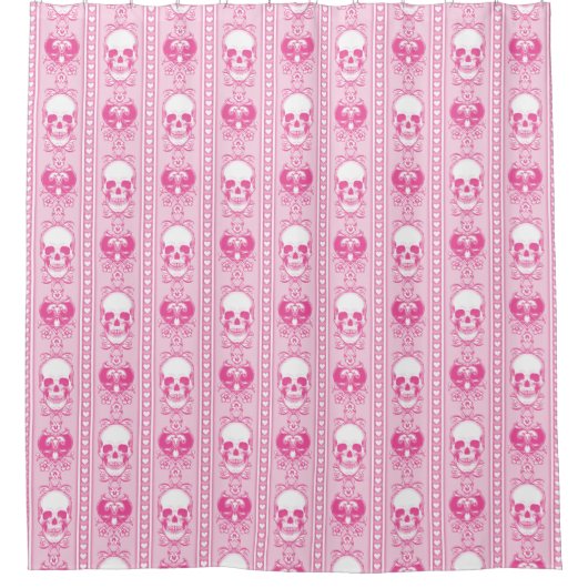 Barocke Skull Strip Muster Rosa Duschvorhang (Vorderseite)