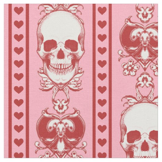 Barocke Skull Strip Muster Rosa Stoff (Nahaufnahme)