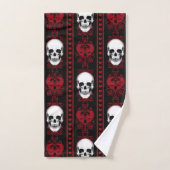 Barocke Skull Strip Muster Rot Badhandtuch Set (Handtuch)