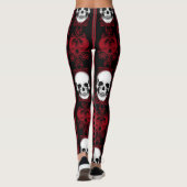 Barocke Skull Strip Muster Rot Leggings (Rückseite)
