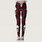 Barocke Skull Strip Muster Rot Leggings (Vorderseite)