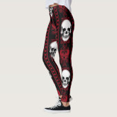 Barocke Skull Strip Muster Rot Leggings (Links)