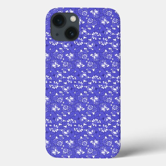 Barocke Tapete - blaues Blumenmuster Case-Mate iPhone Hülle (Rückseite)