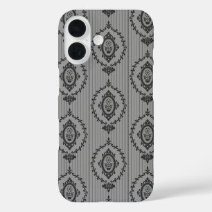 Barocke Tapete Grau iPhone 16 Hülle