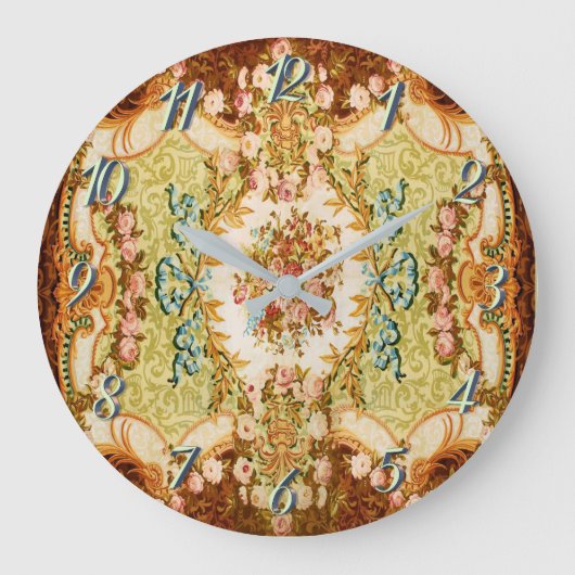 Barocke Tapete mit Viktorianischer blumengeschmück Große Wanduhr (Vorderseite)