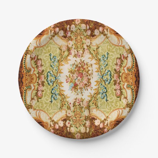Barocke Tapete mit Viktorianischer blumengeschmück Pappteller (Vorderseite)