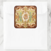 Barocke Tapete mit Viktorianischer blumengeschmück Quadratischer Aufkleber (Tasche)