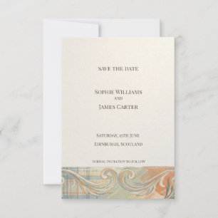Barocke Tartan Save-the-Date-Karte Save The Date