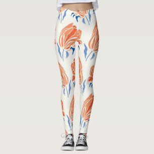 Barocke Tulip: Botanischer Vintager Linocut Leggings