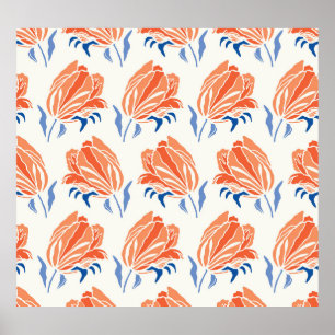 Barocke Tulip: Botanischer Vintager Linocut Poster