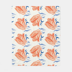 Barocke Tulpe: Botanischer Vintage-Linolschnitt Fleecedecke