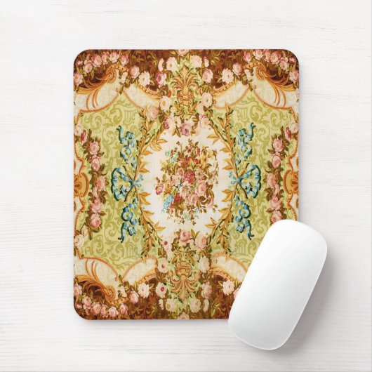 Barocke Viktorianische Blumentapeten in Braun pink Mousepad (Mit Mouse)