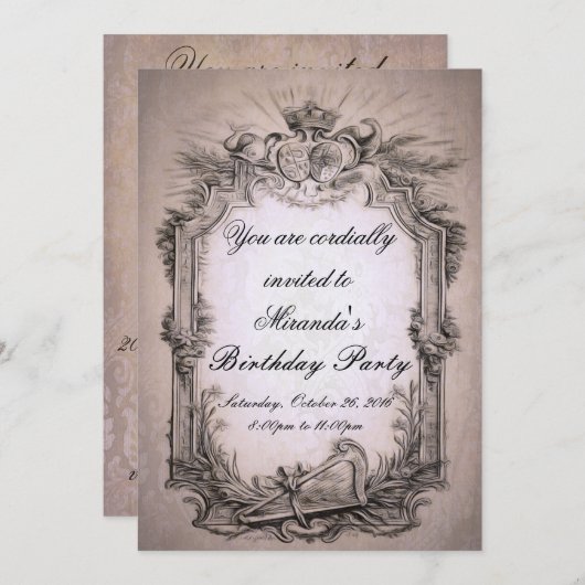 Barocke Vintage Einladung (Vorne/Hinten)