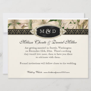 Barocke Vintage-Lilie Gold Formelles Save the Date Einladung