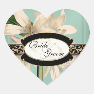 Barocke Vintage-Lilien-Gold-Formale-Geschenkanhäng Herz-Aufkleber