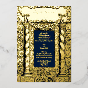 Barocke Vintage-Solomonsäulen-Rahmen-Hochzeit Folieneinladung