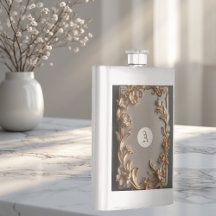 Barocke Vintage-Topographie Metallic Elfenbein-Mon