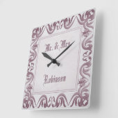 Barocker Art-Schmutzrahmen. Text Quadratische Wanduhr (Winkel)