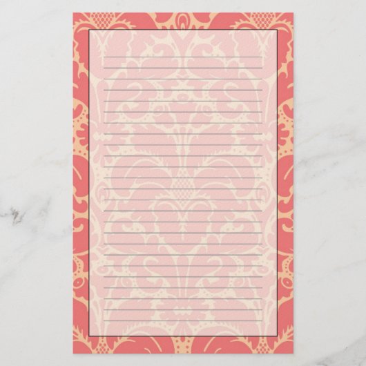 Barocker Artdamasthintergrund Briefpapier (Vorderseite)