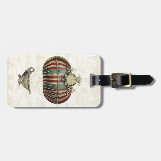 Barocker Ballon mit Uhr Gepäckanhänger (Vorderseite horizontal)