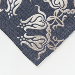 barocker Blumenmuster in Blau Fleecedecke