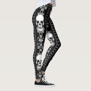 Barocker gotischer Schädel-Streifen Leggings