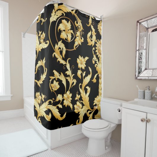 Barocker Rokoko, Viktorianisches Blumenmuster. Duschvorhang (Beispiel)