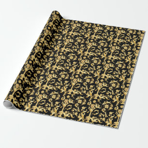Barocker Rokoko, Viktorianisches Blumenmuster. Geschenkpapier